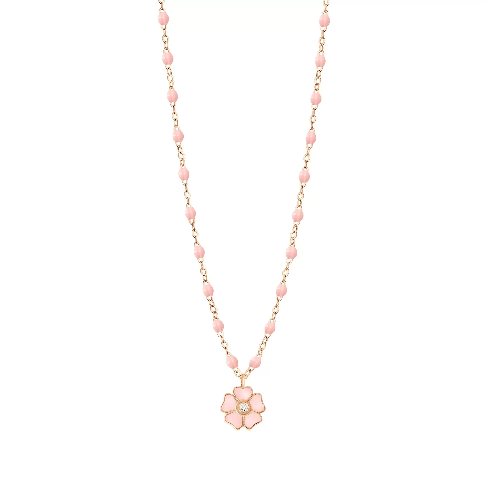 Flower Classic Gigi Baby Pink diamond necklace, Rose Gold, 16.5"