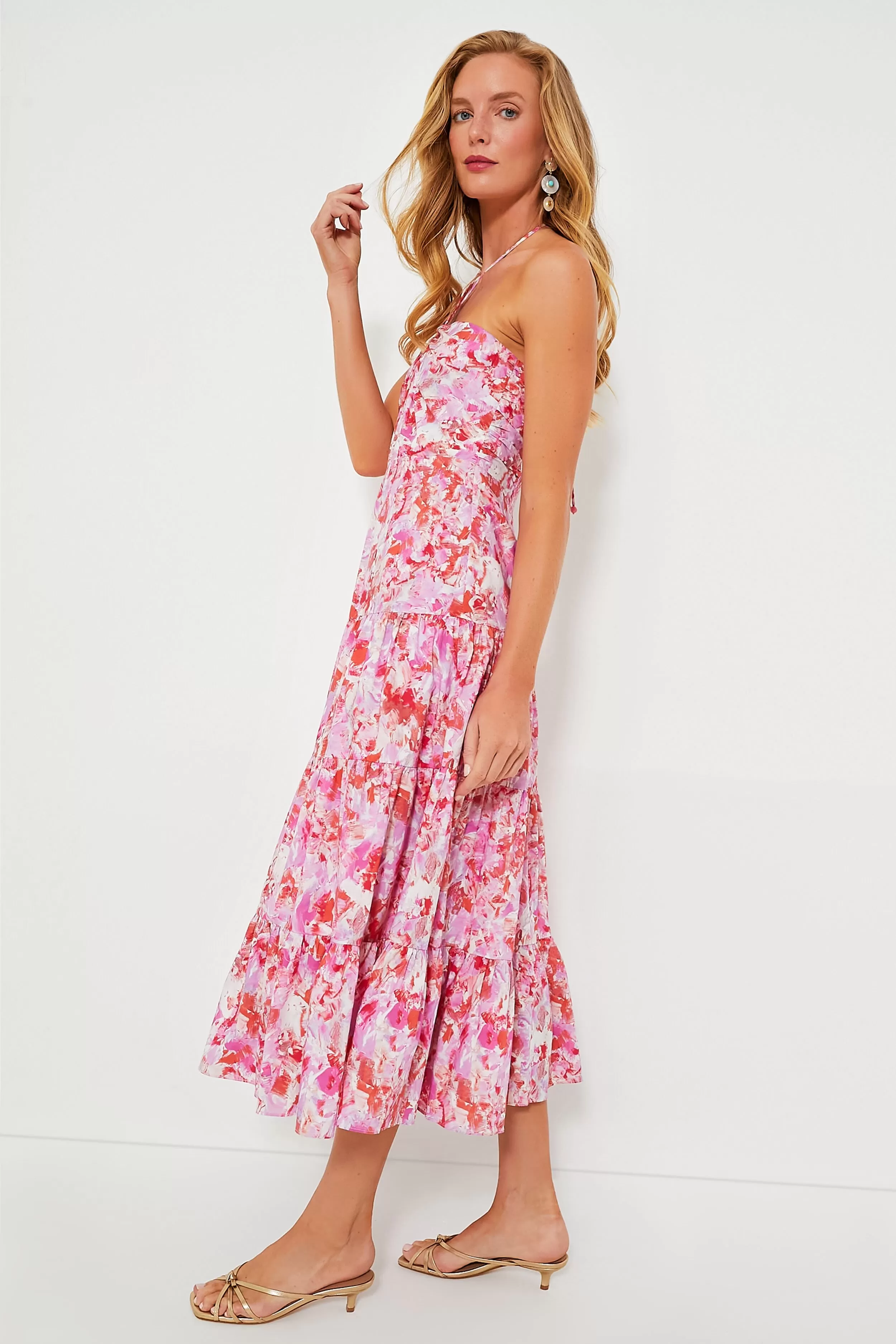 Fuschia Brushstrokes Aurora Midi Dress