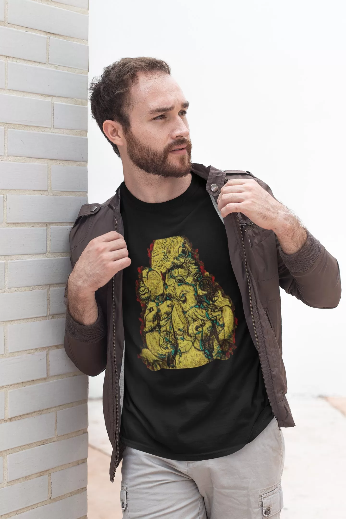 Ganpati Yellow Fresco Summer T-shirt for Men