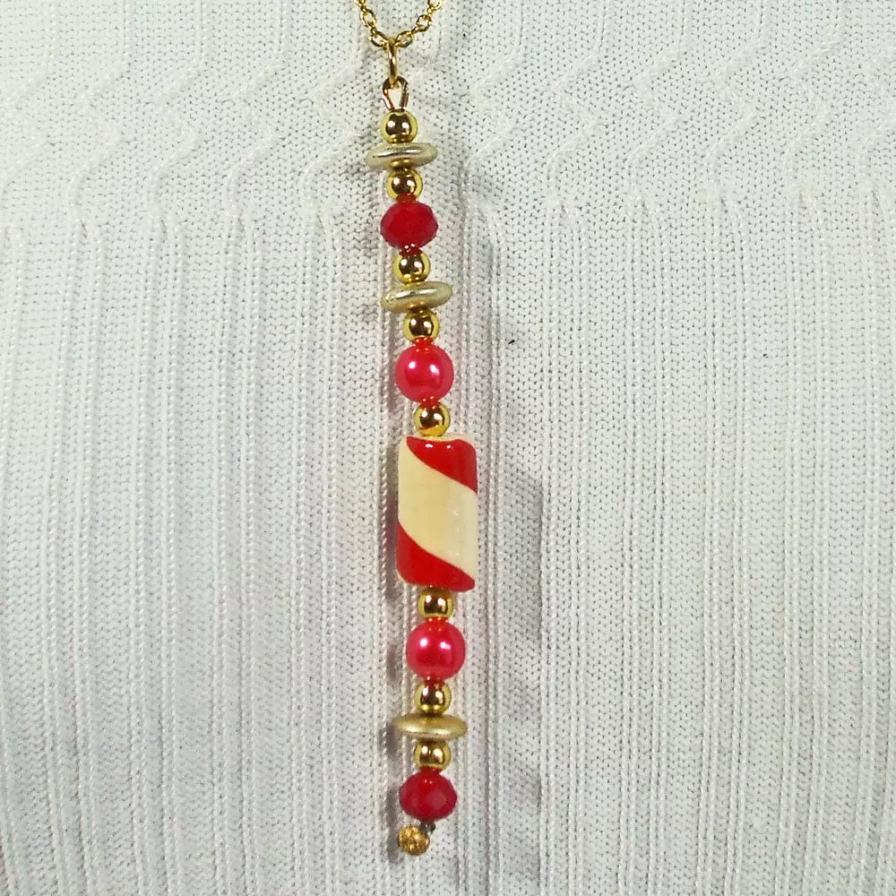 Gayla, Christmas Peppermint Candy Pendant, Necklace