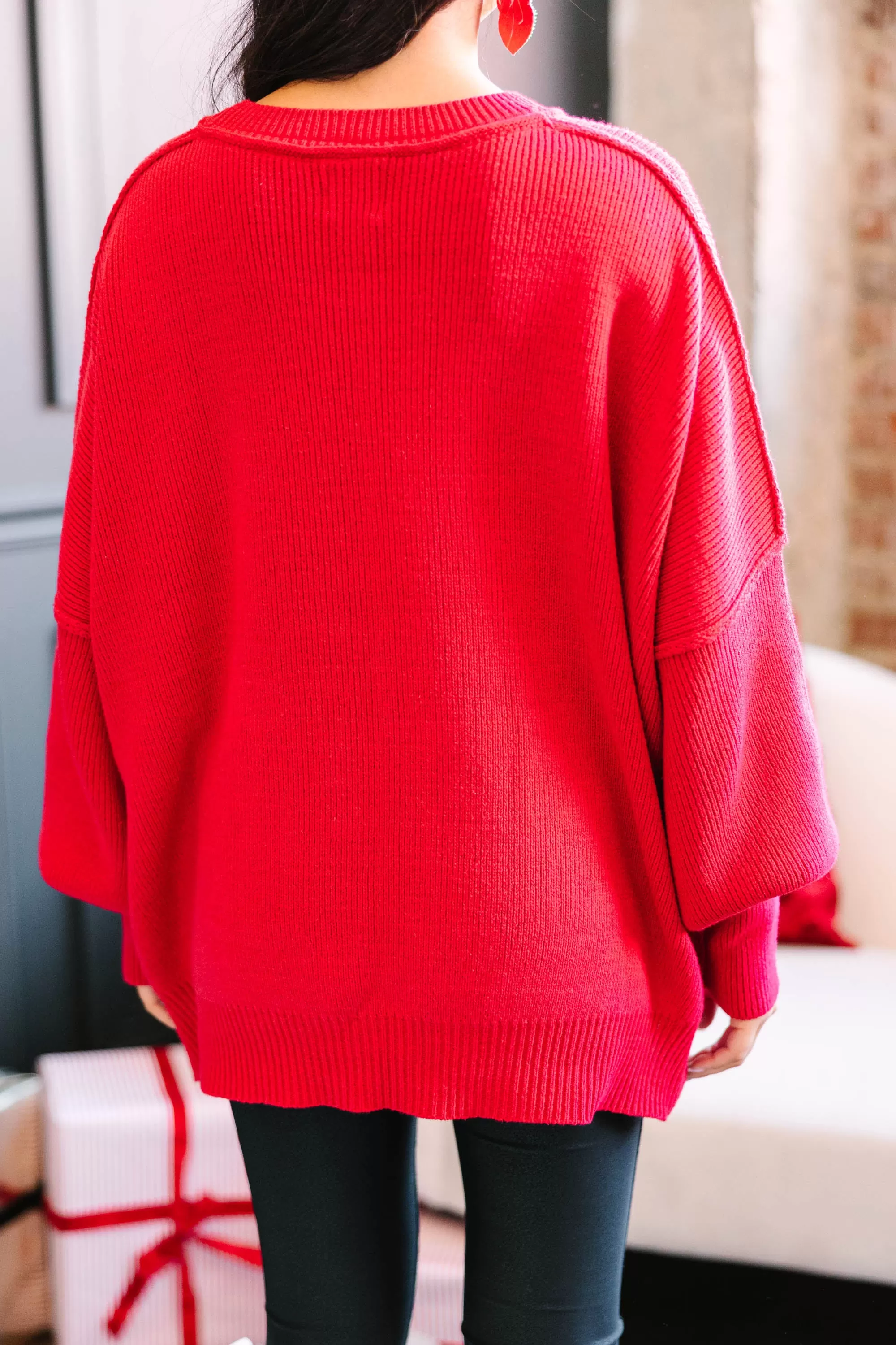 Give You Joy Red Dolman Sweater