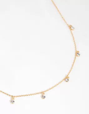 Gold Plated Mini Diamante Necklace