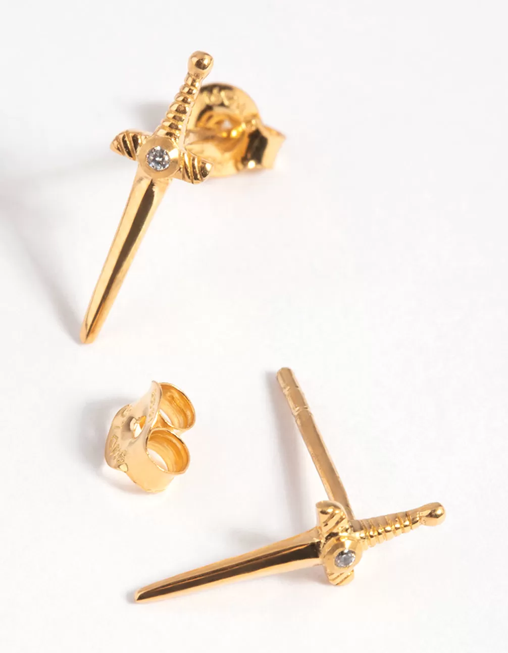 Gold Plated Sterling Silver Dagger Stud Earrings