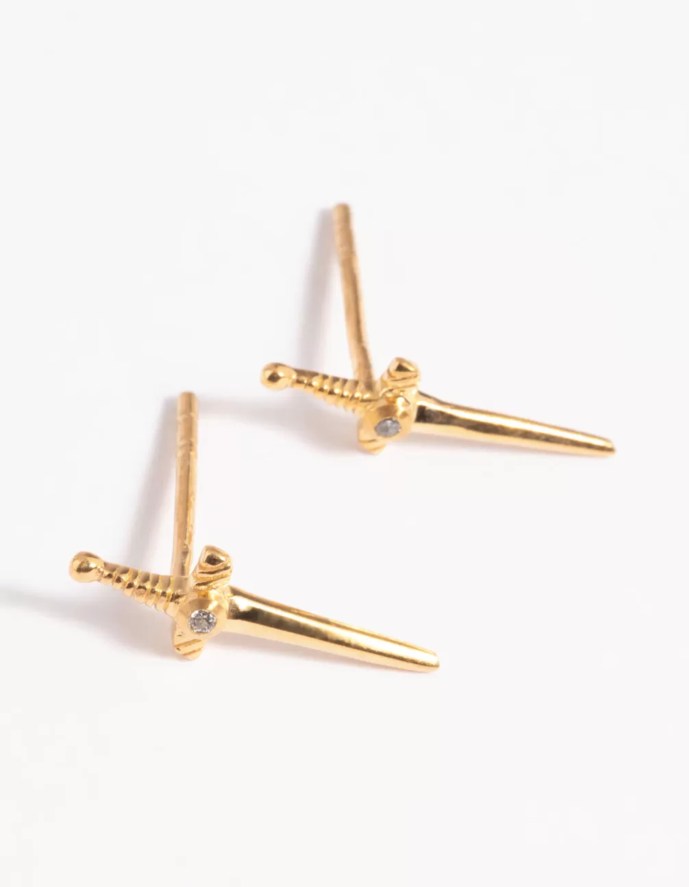 Gold Plated Sterling Silver Dagger Stud Earrings