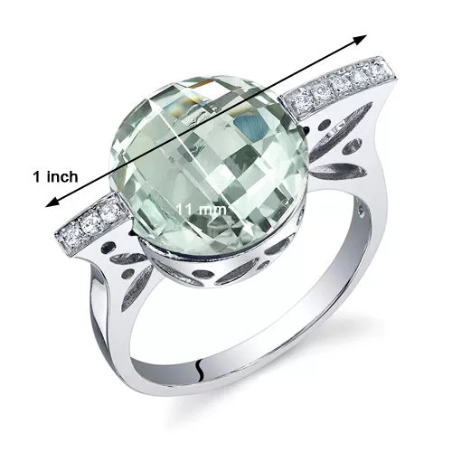 Green Amethyst Round Cut Sterling Silver Ring Size 5