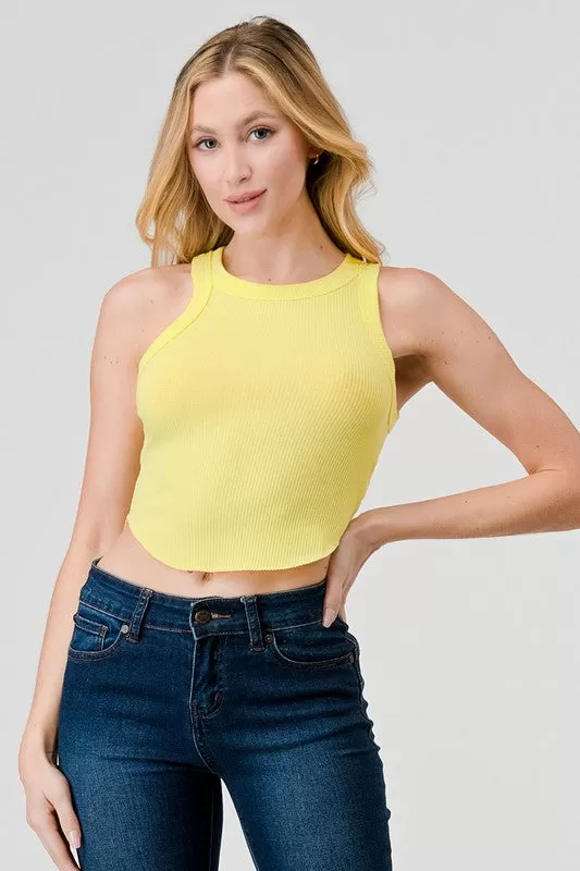 Halter Raw Edge Crop Top