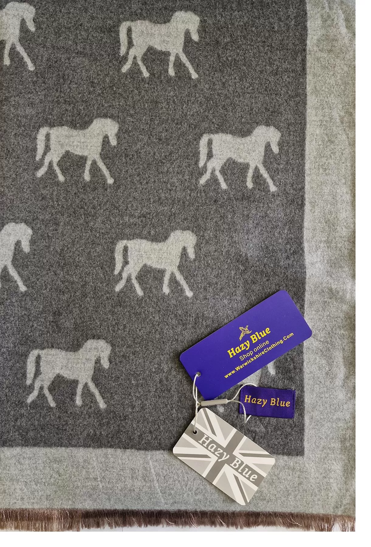 Hazy Blue Pashmina feel Luxury Ladies Womens Scarf - Horse