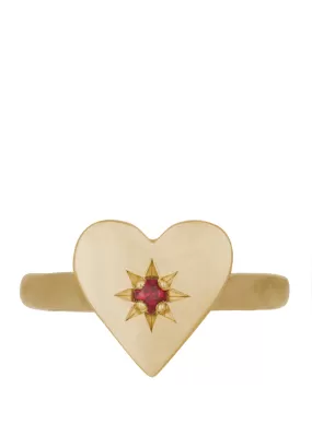 Heart Ring with Star Setting in 14k