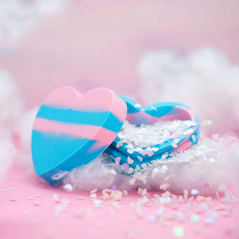 Heart Shaped Silicone Trinket Box - Blue & Pink