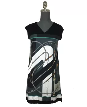 Hermes Clic Clac Printed Silk Dress Size S