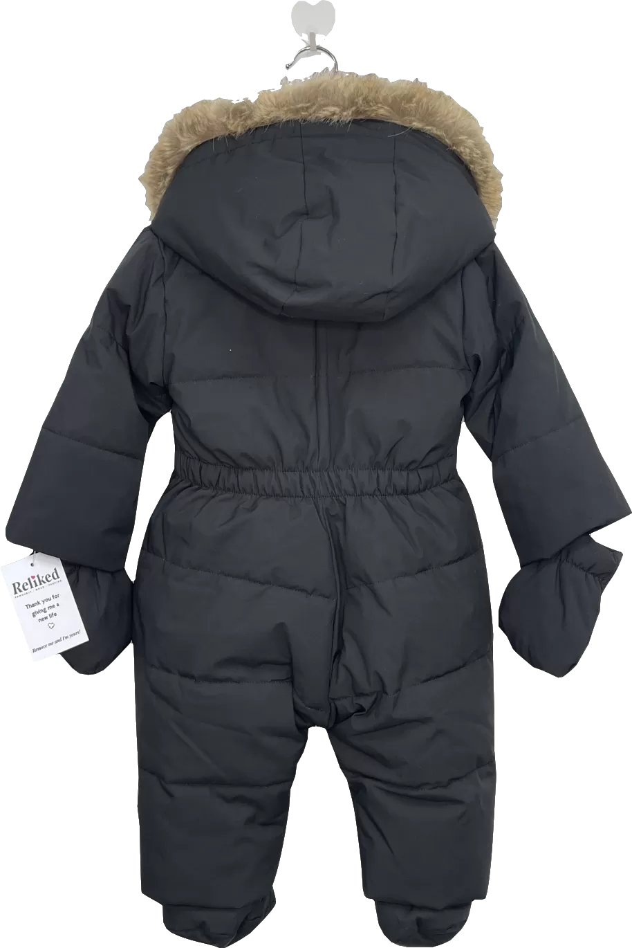 Holland Cooper Black / Gold Hg Logo Faux Fur Trim Hooded Snowsuit 12-18 Months