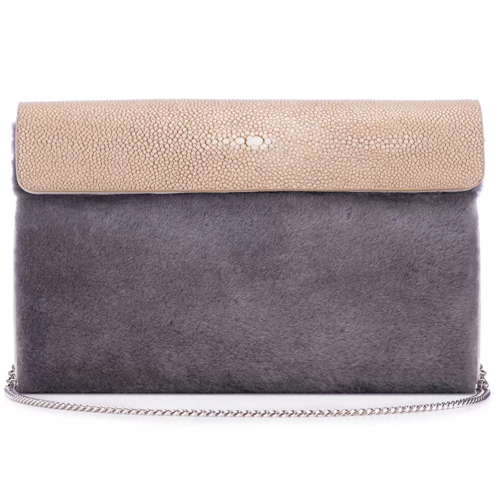 Holly  Large Fold Top Clutch with Chain