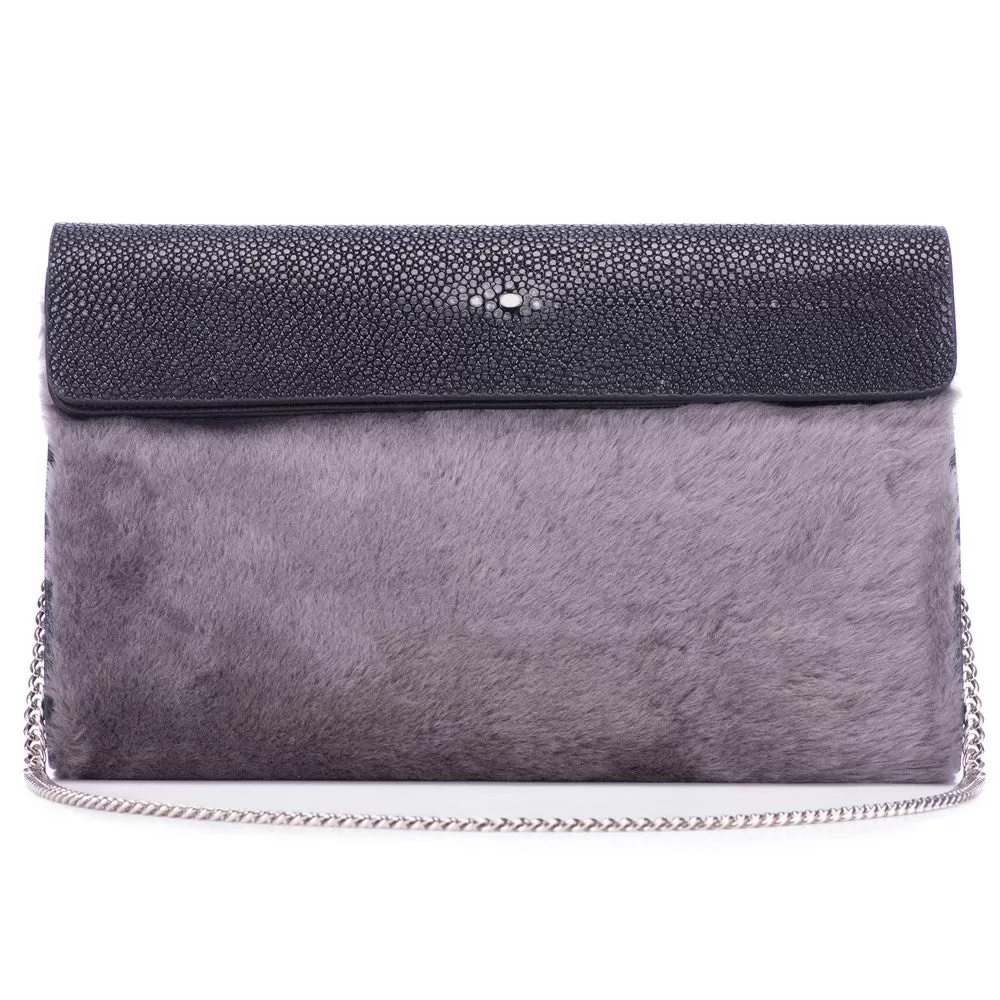 Holly  Large Fold Top Clutch with Chain