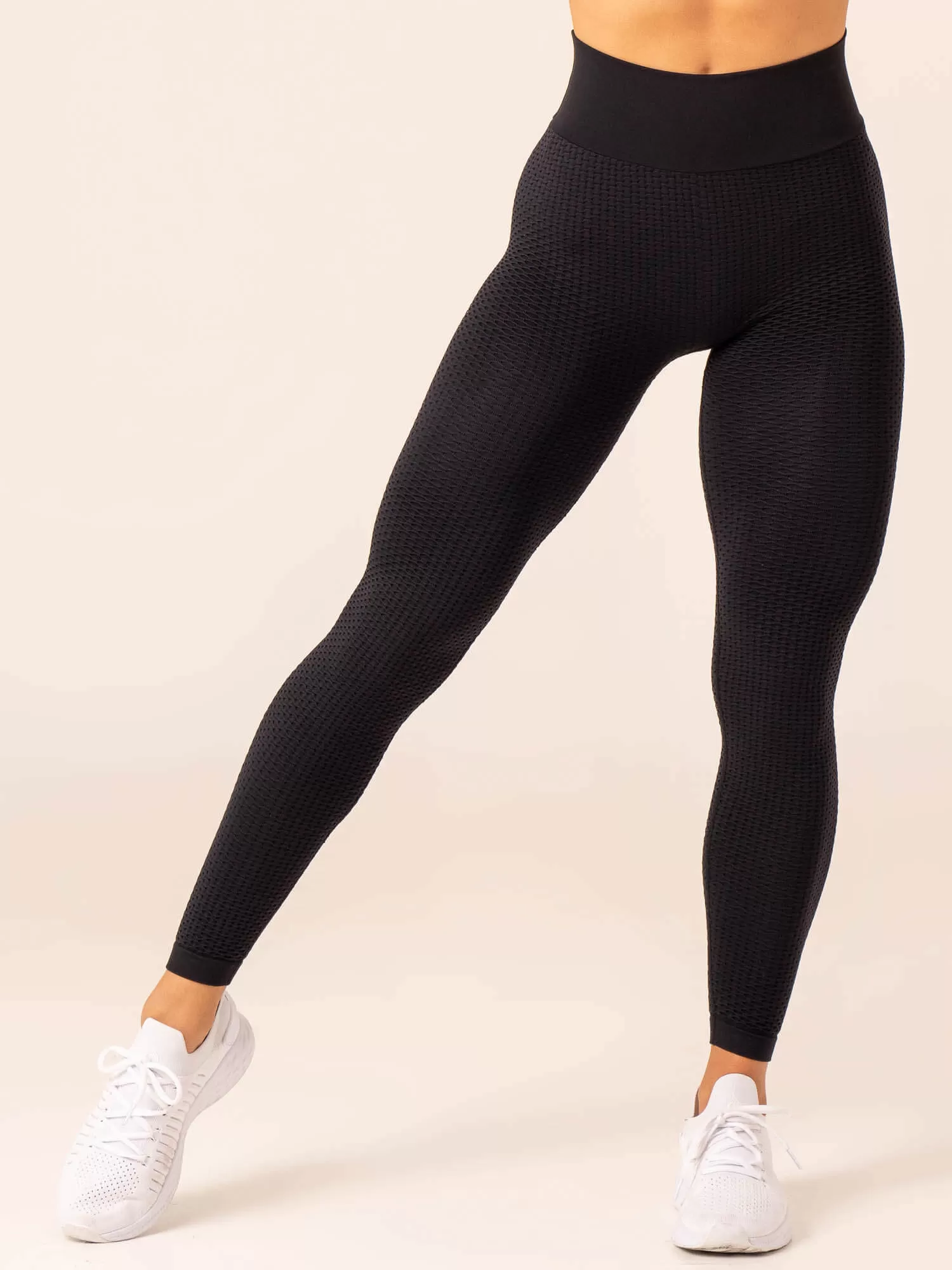 Honeycomb Scrunch Seamless Leggings - Black