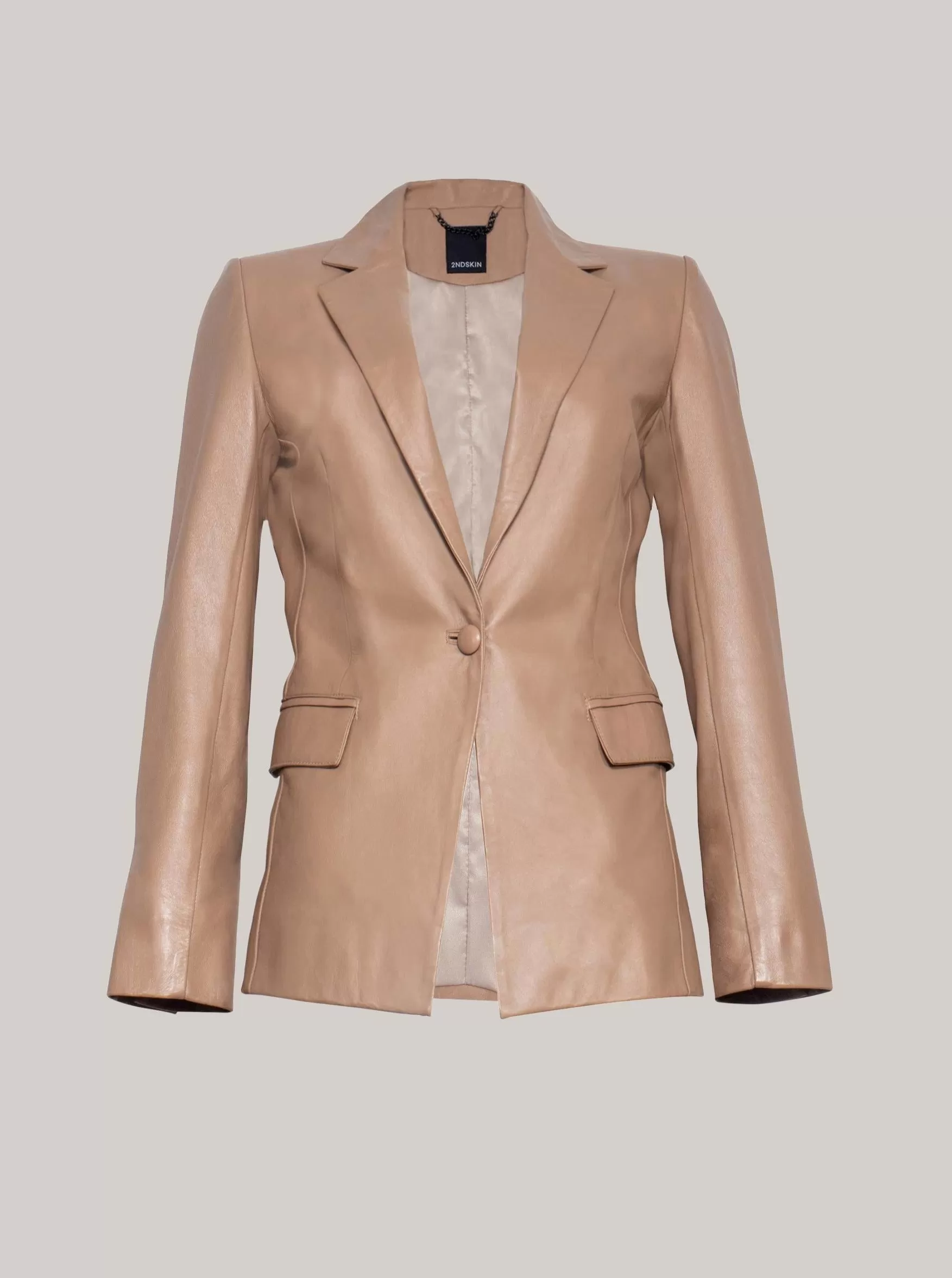 IGGY LEATHER BLAZER - SESAME