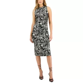 INC Womens Foiled Midi Sheath Dress