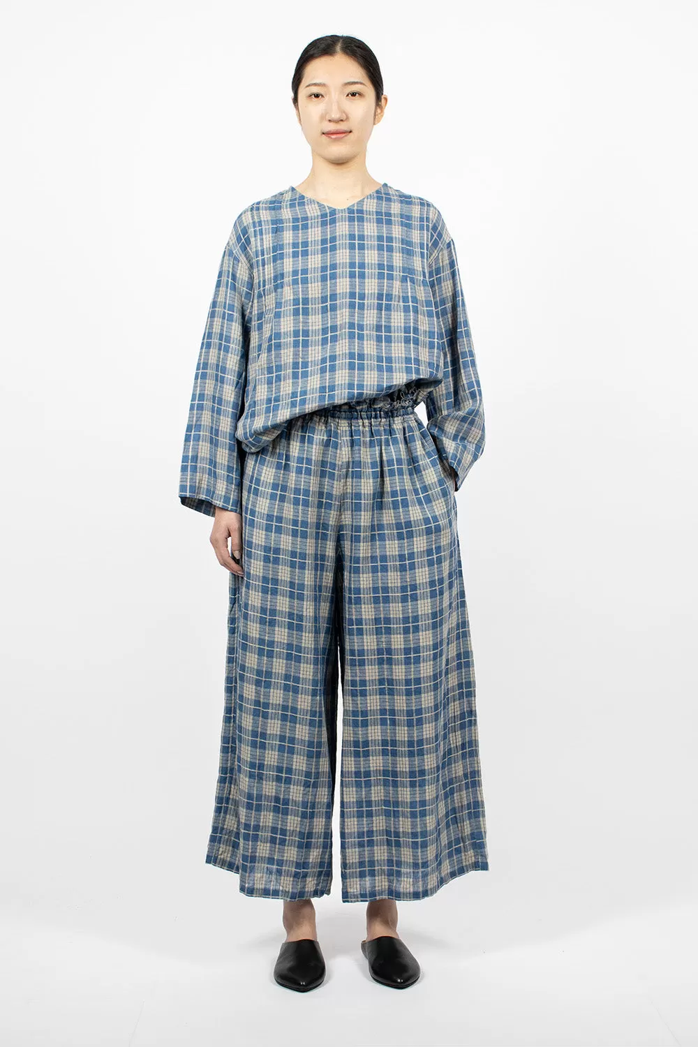 Indigo Check Pants Light Indigo/Natural