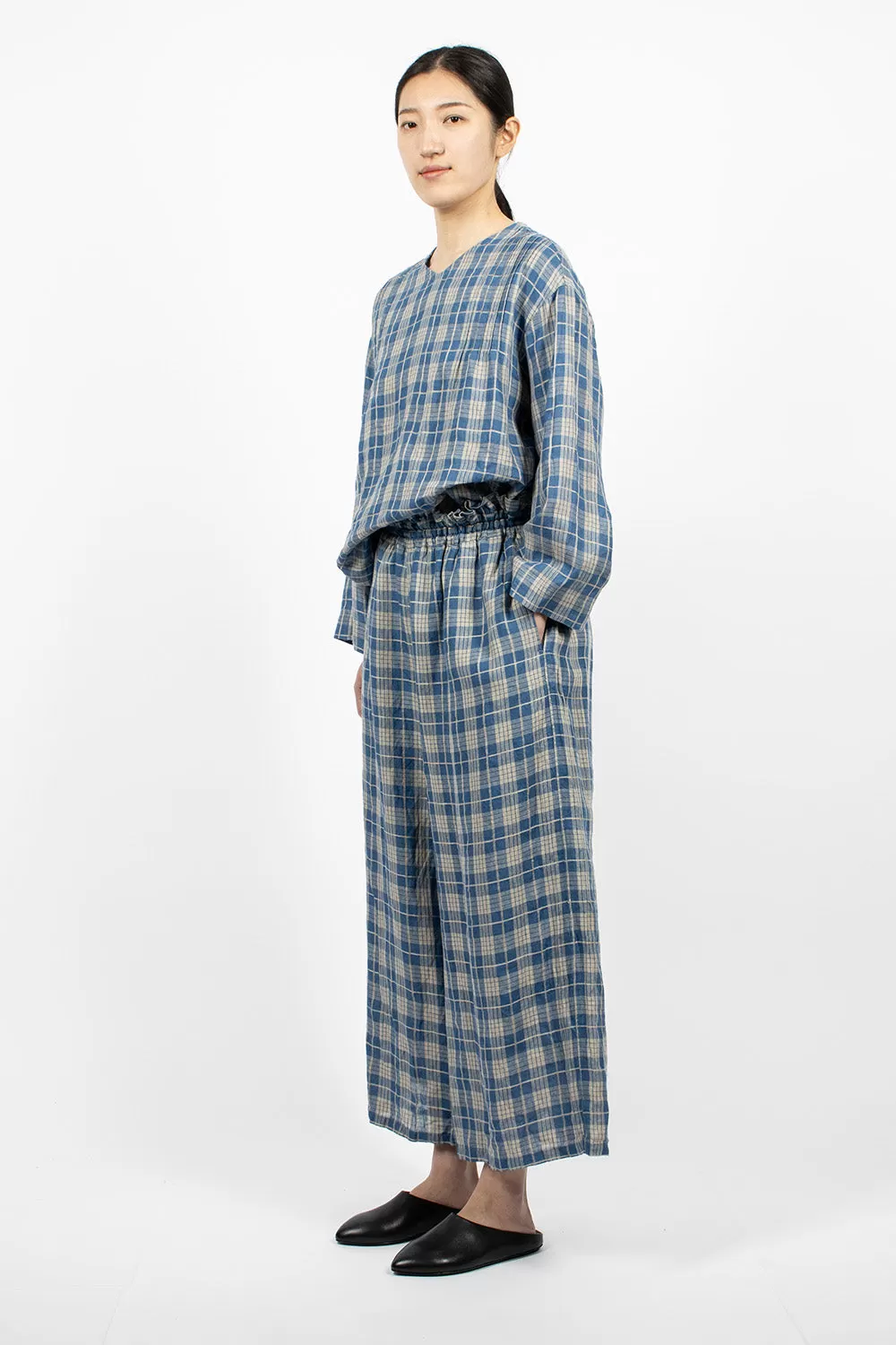 Indigo Check Pants Light Indigo/Natural