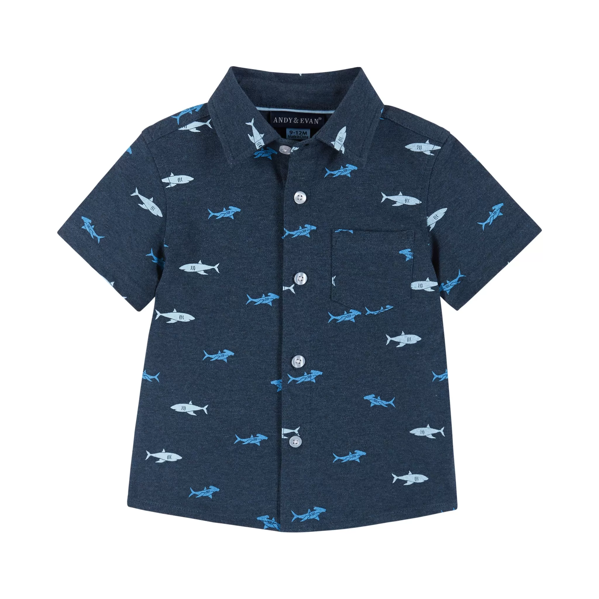 Infant Short Sleeve Knit Buttondown and Shorts Set | Sharks