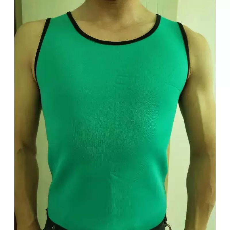 INSTOCK - Men's new neoprene corset U-neck sports vest tights.