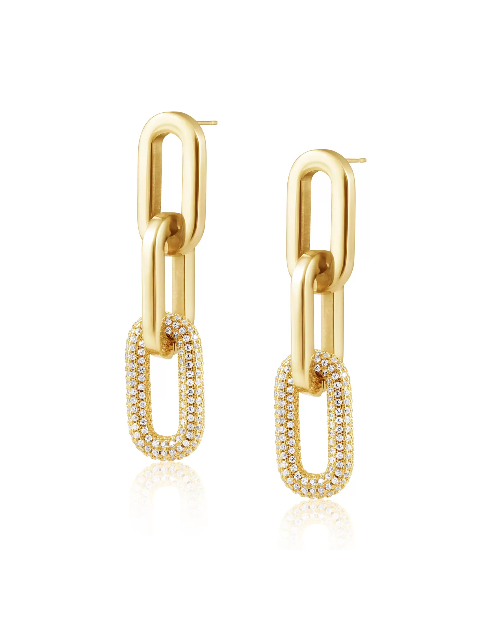 Jenna Pave Earrings, Gold Plated