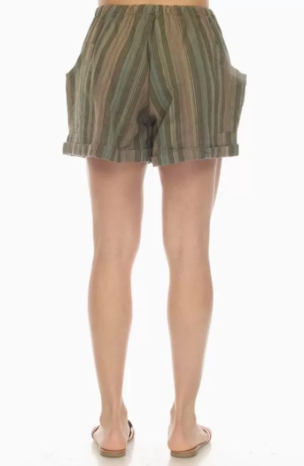 Jr Shorts - Striped Tacked - Moss