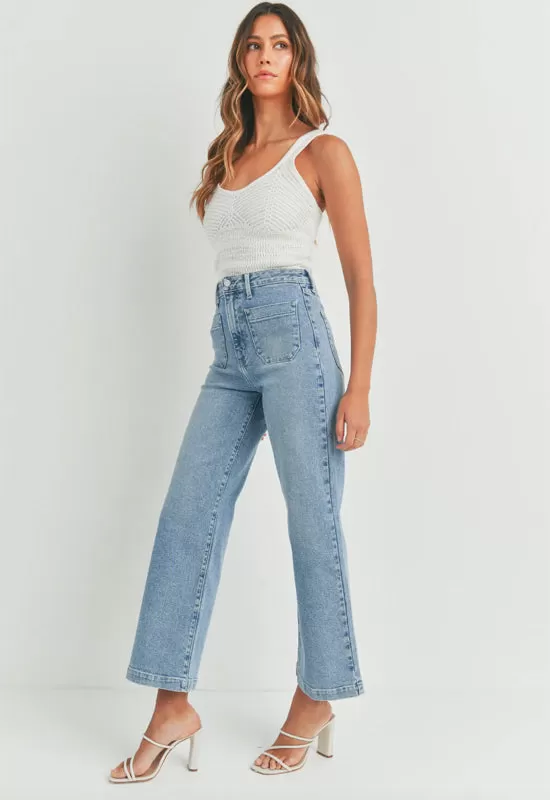 Just Black - Patch Pocket Wide Leg Jean Light Denim