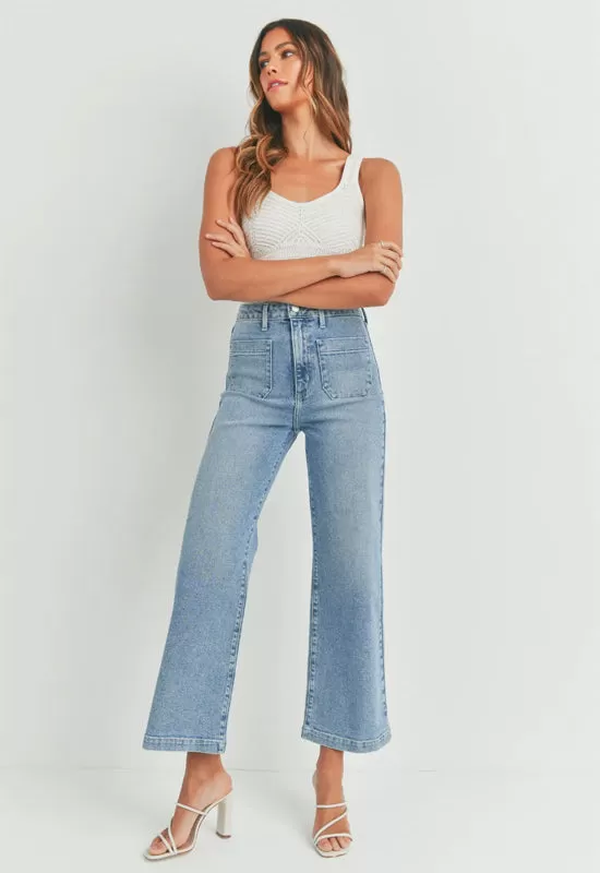 Just Black - Patch Pocket Wide Leg Jean Light Denim