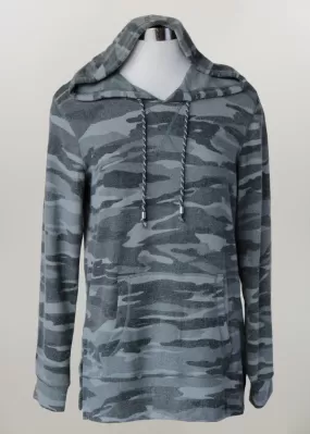 'Keren Hart' Women's Knit Camo Hoodie - Grey (ext. sizes)