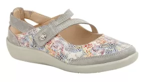 Ladies Boulevard Shoes Strap Over Grey Multi Colour Lightweight L388F