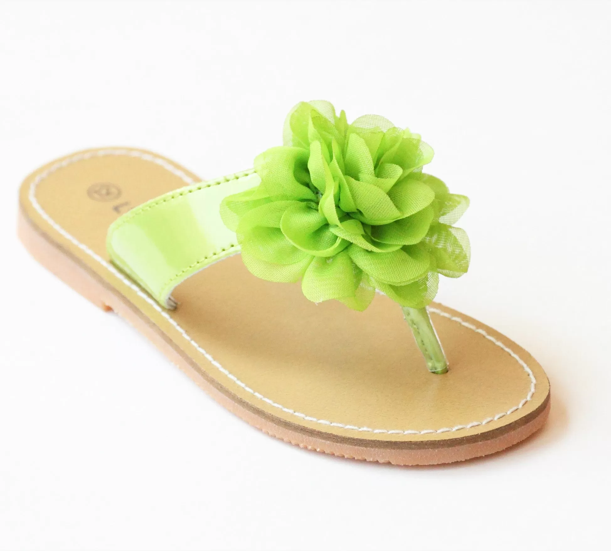 L'Amour Girls Organza Carnation Flower Thong Sandals