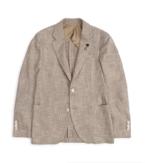 Lardini Loro Piana Wool Cotton Silk Basketweave Jacket: Oatmeal