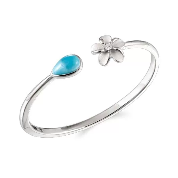 Larimar Floral Teardrop Bangle