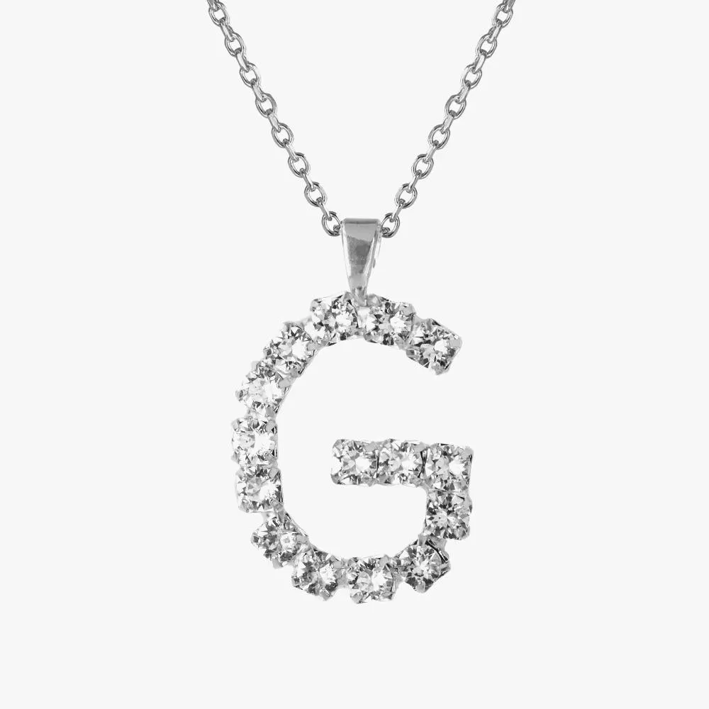 Letter Necklace G / Crystal