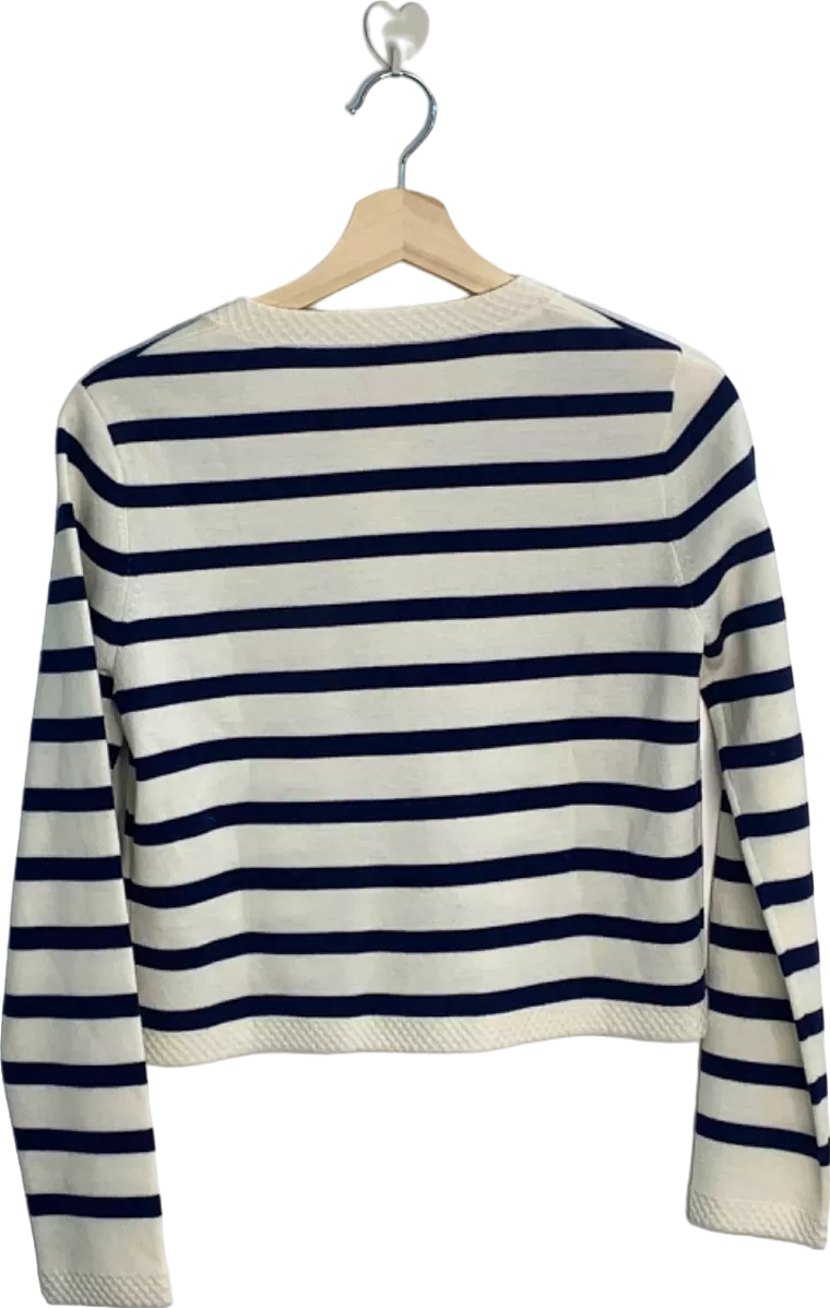 LILYSILK Navy/White Striped Cardigan XS UK 6-8