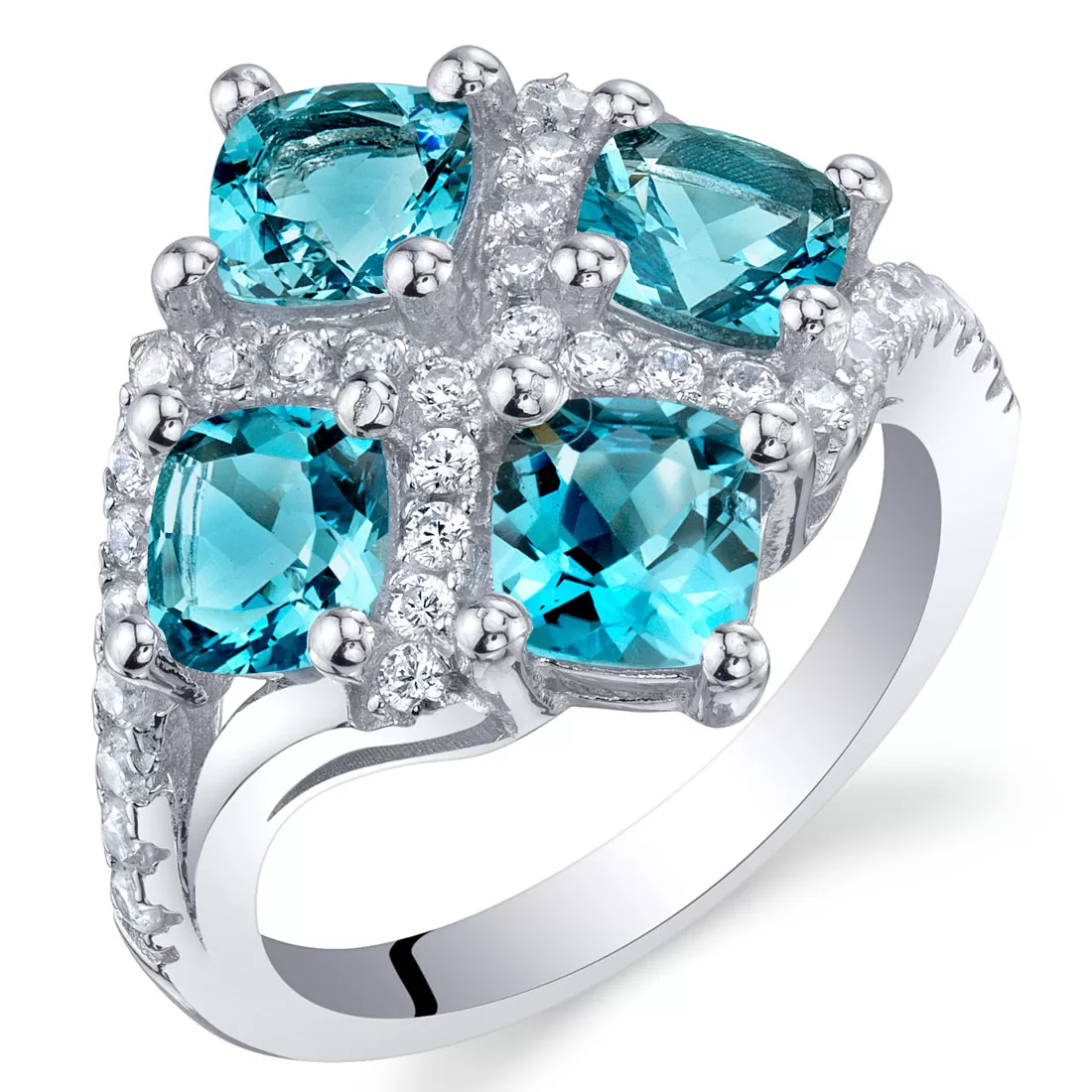 London Blue Topaz Cushion Cut Sterling Silver Ring Size 9