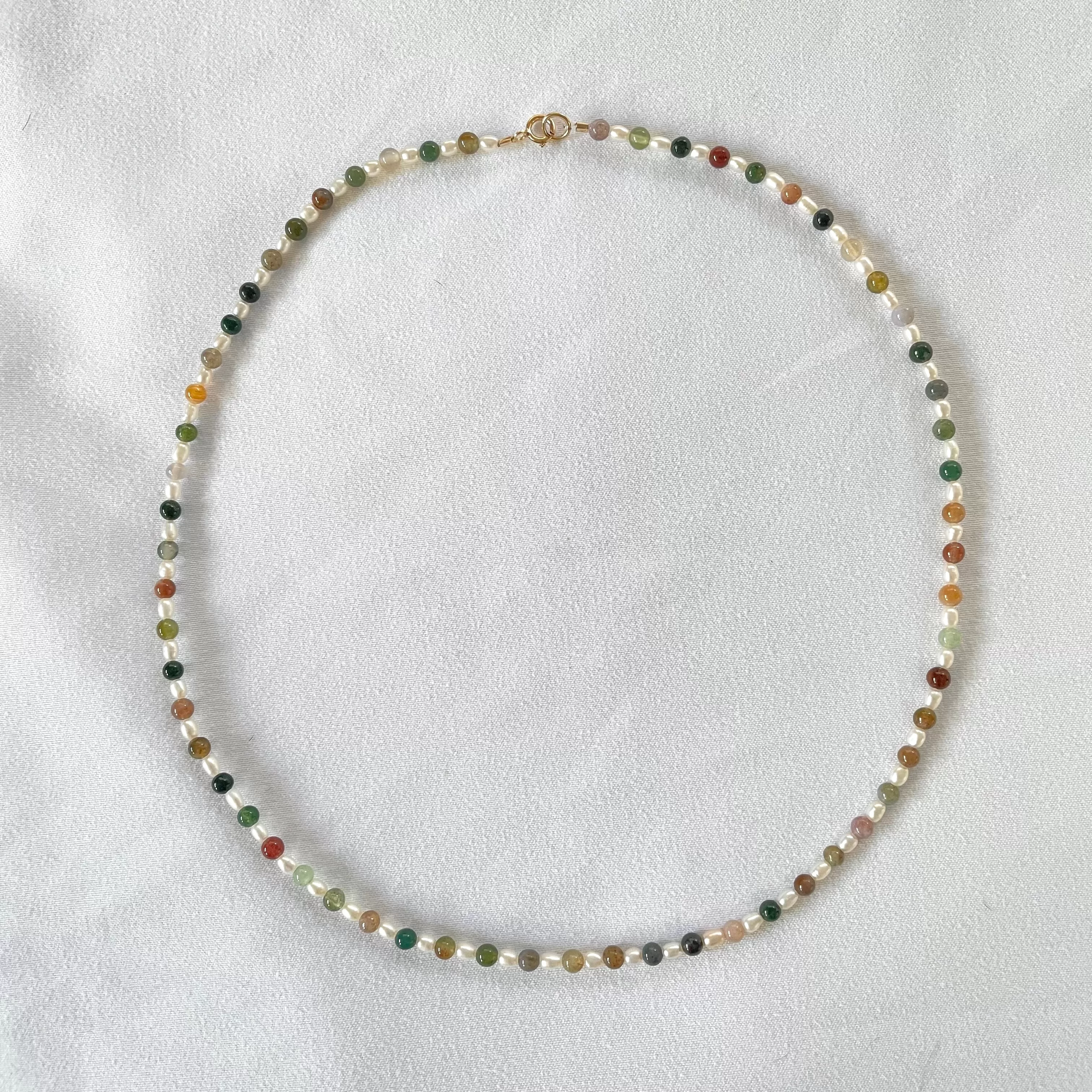 Luna Indian Agate Pearl Necklace