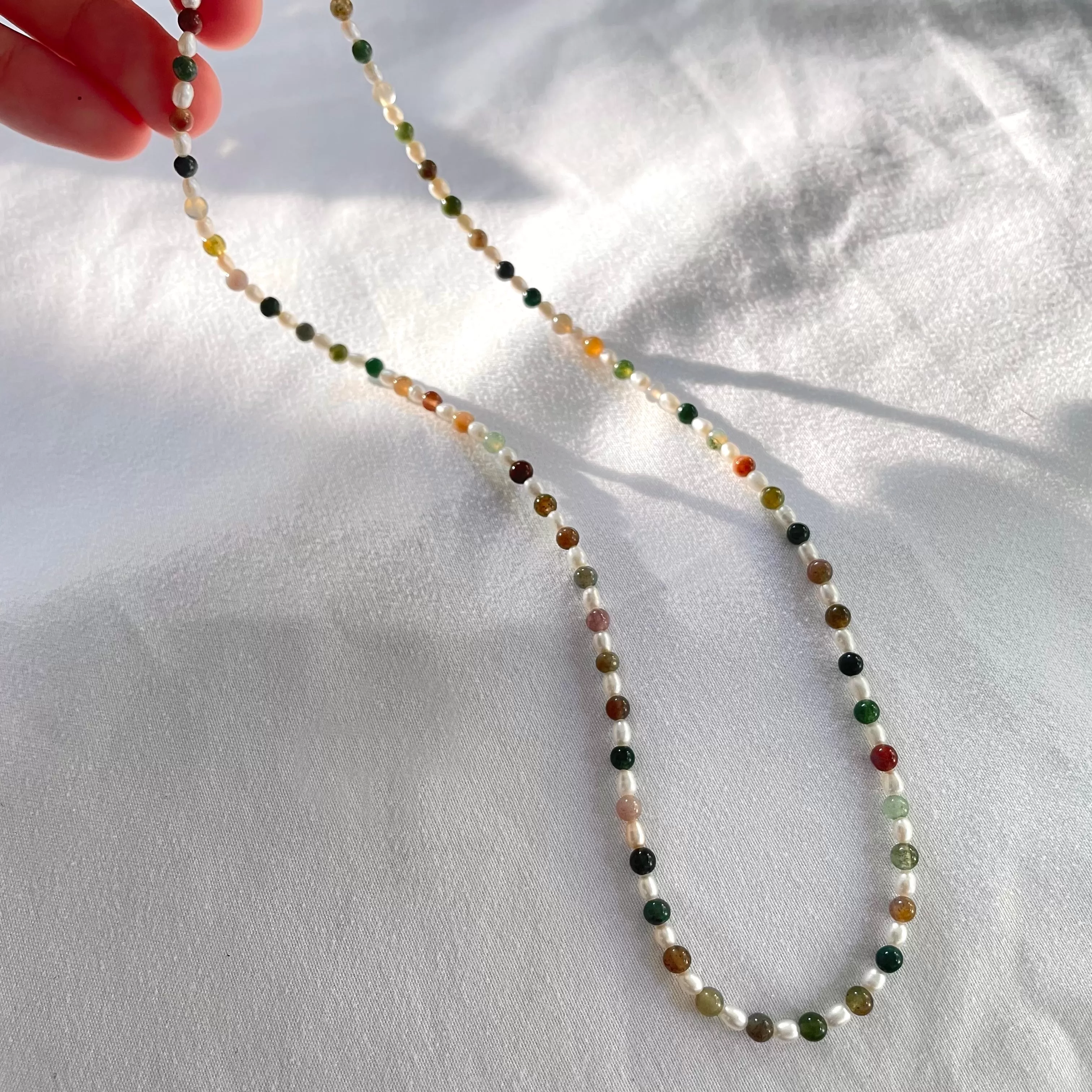 Luna Indian Agate Pearl Necklace