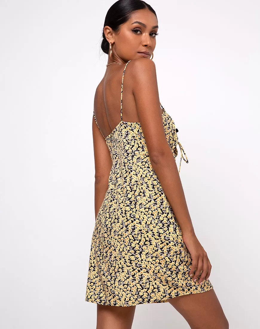 Mala Slip Dress in Mini Bloom Yellow