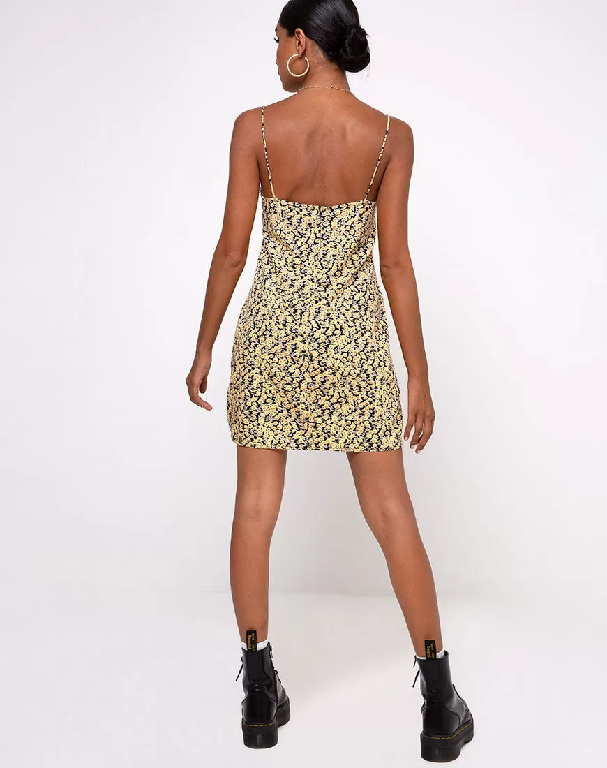 Mala Slip Dress in Mini Bloom Yellow