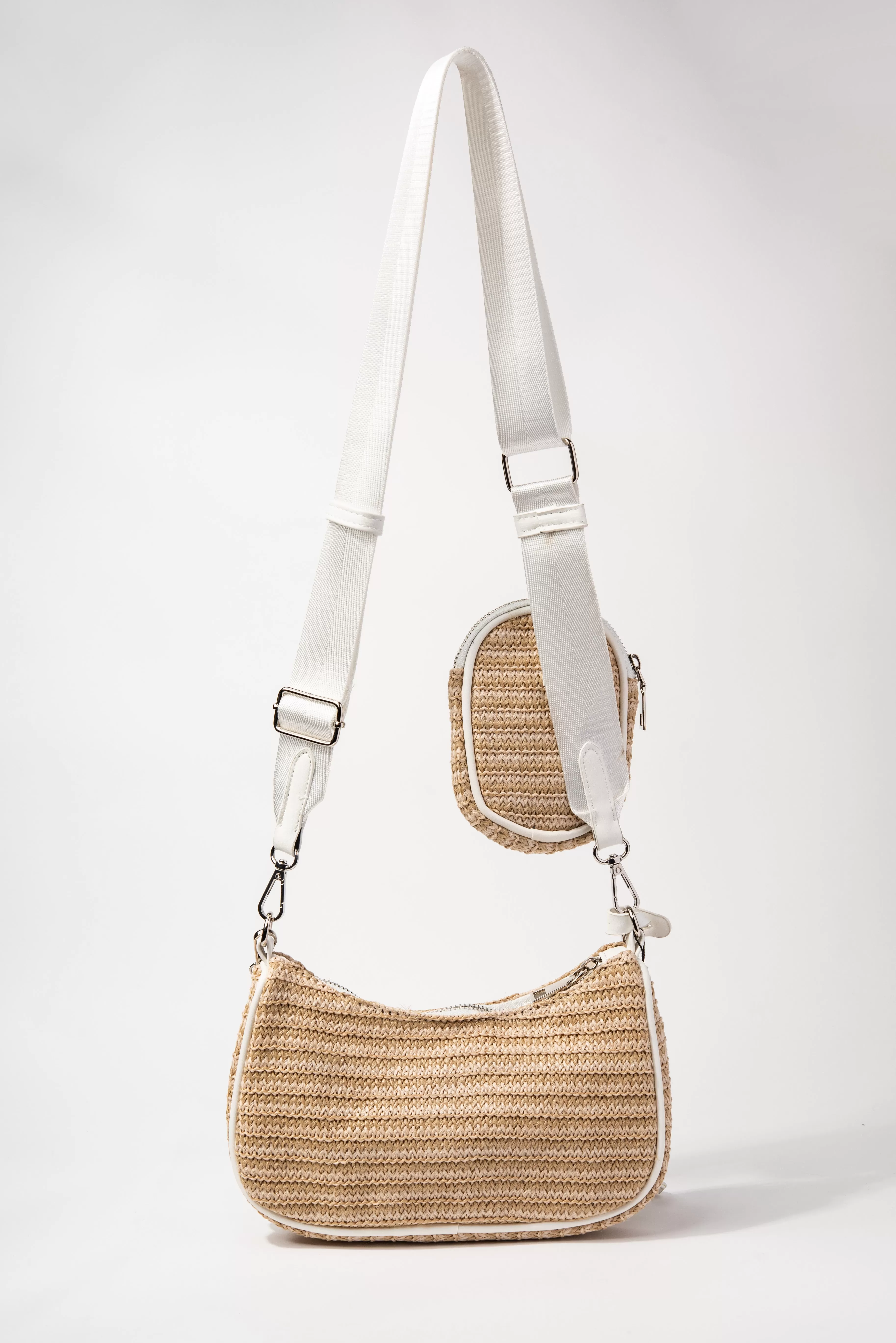 Marnie Straw Crossbody Bag with Detachable Coin Purse