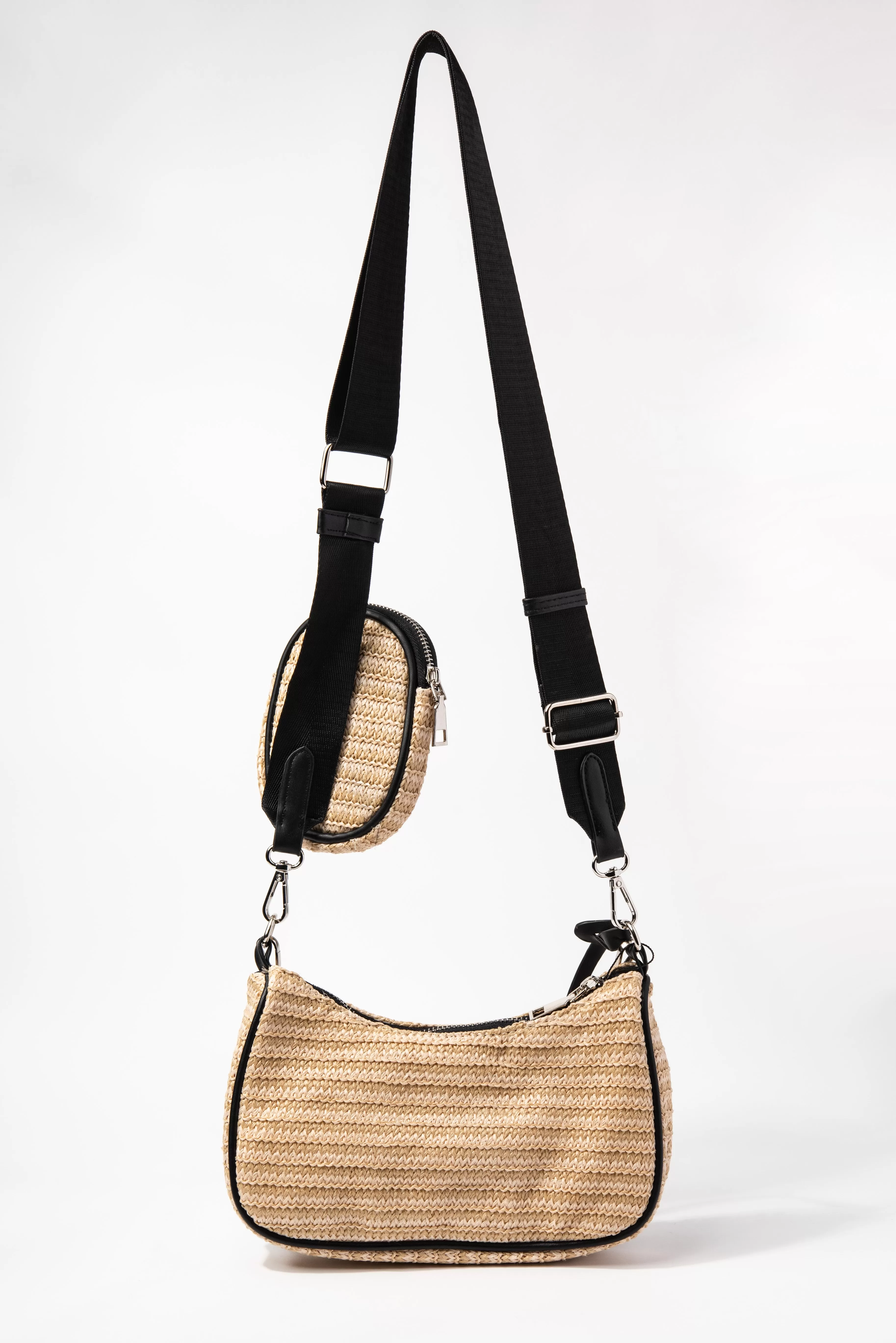 Marnie Straw Crossbody Bag with Detachable Coin Purse