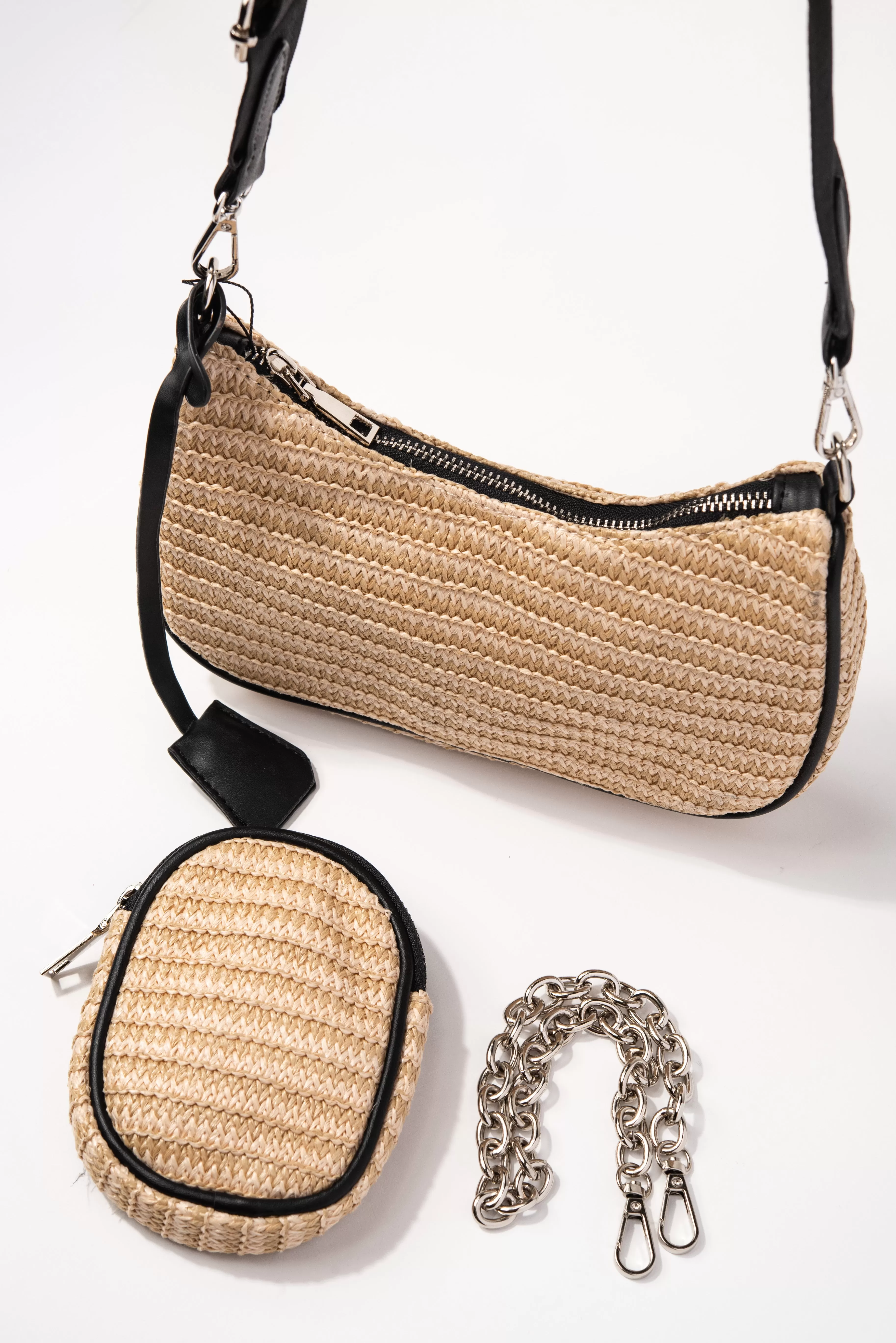 Marnie Straw Crossbody Bag with Detachable Coin Purse