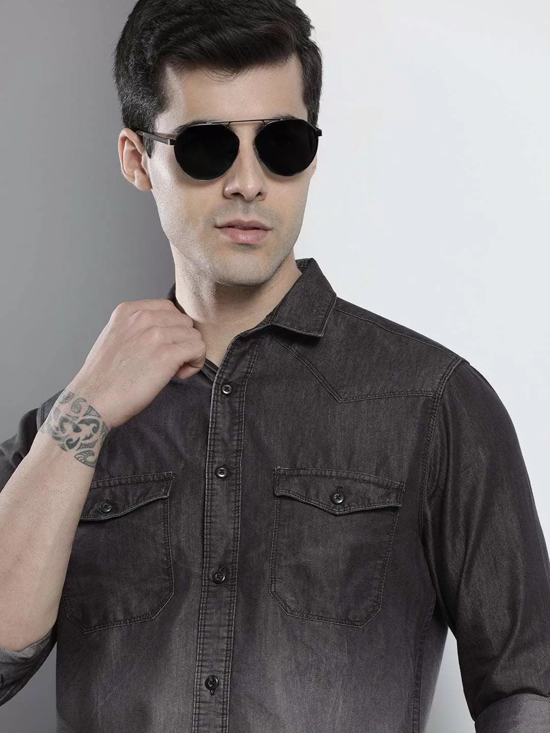 Men 2 Tone Denim Shirt