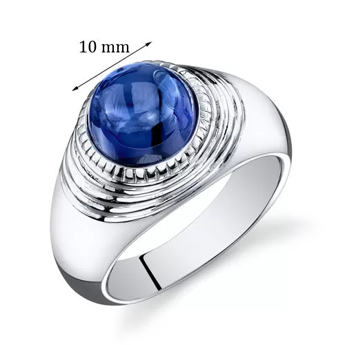 Mens 6.5 cts Sapphire Sterling Silver Ring Size 12