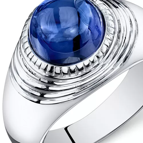 Mens 6.5 cts Sapphire Sterling Silver Ring Size 12