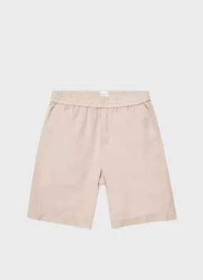 Men's Cotton Linen Drawstring Shorts in Light Sand