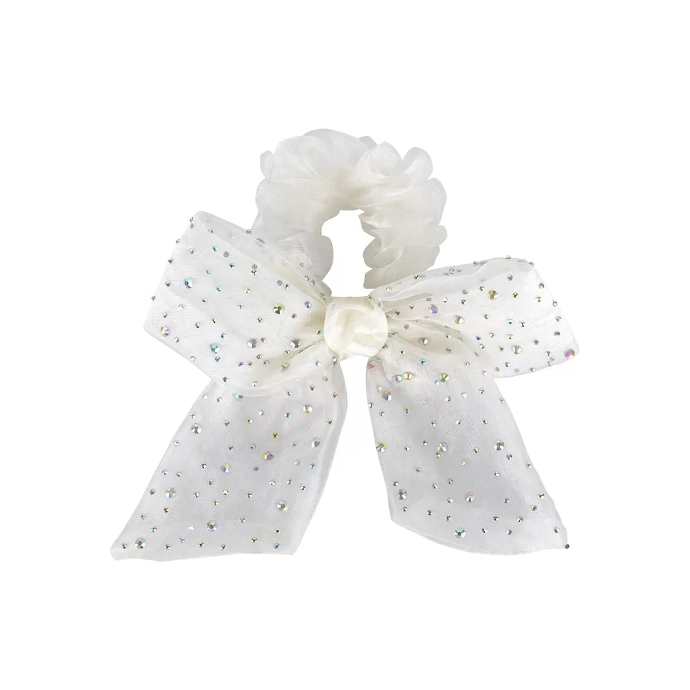 MESH CRYSTAL DOUBLE BOW SCRUNCHIE