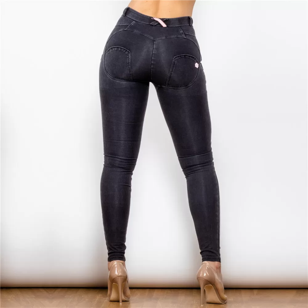 Middle Waist Dark Thread Black Jeans