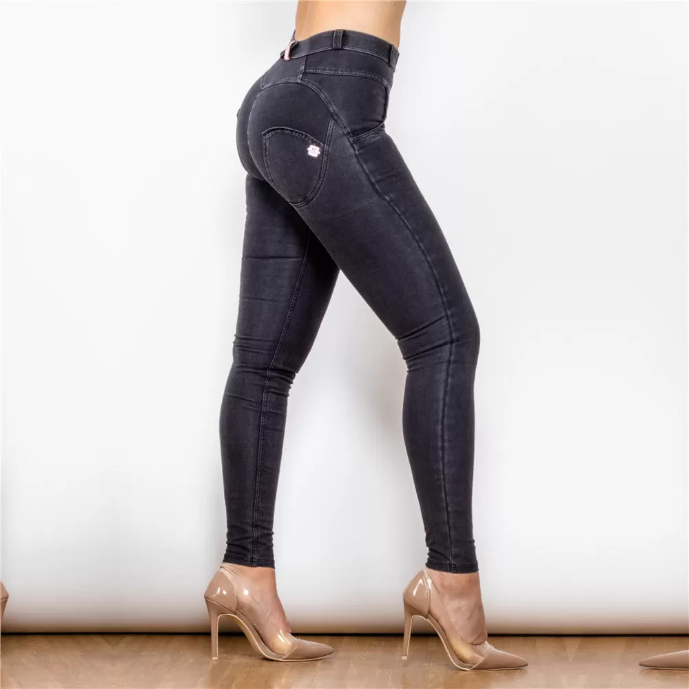 Middle Waist Dark Thread Black Jeans